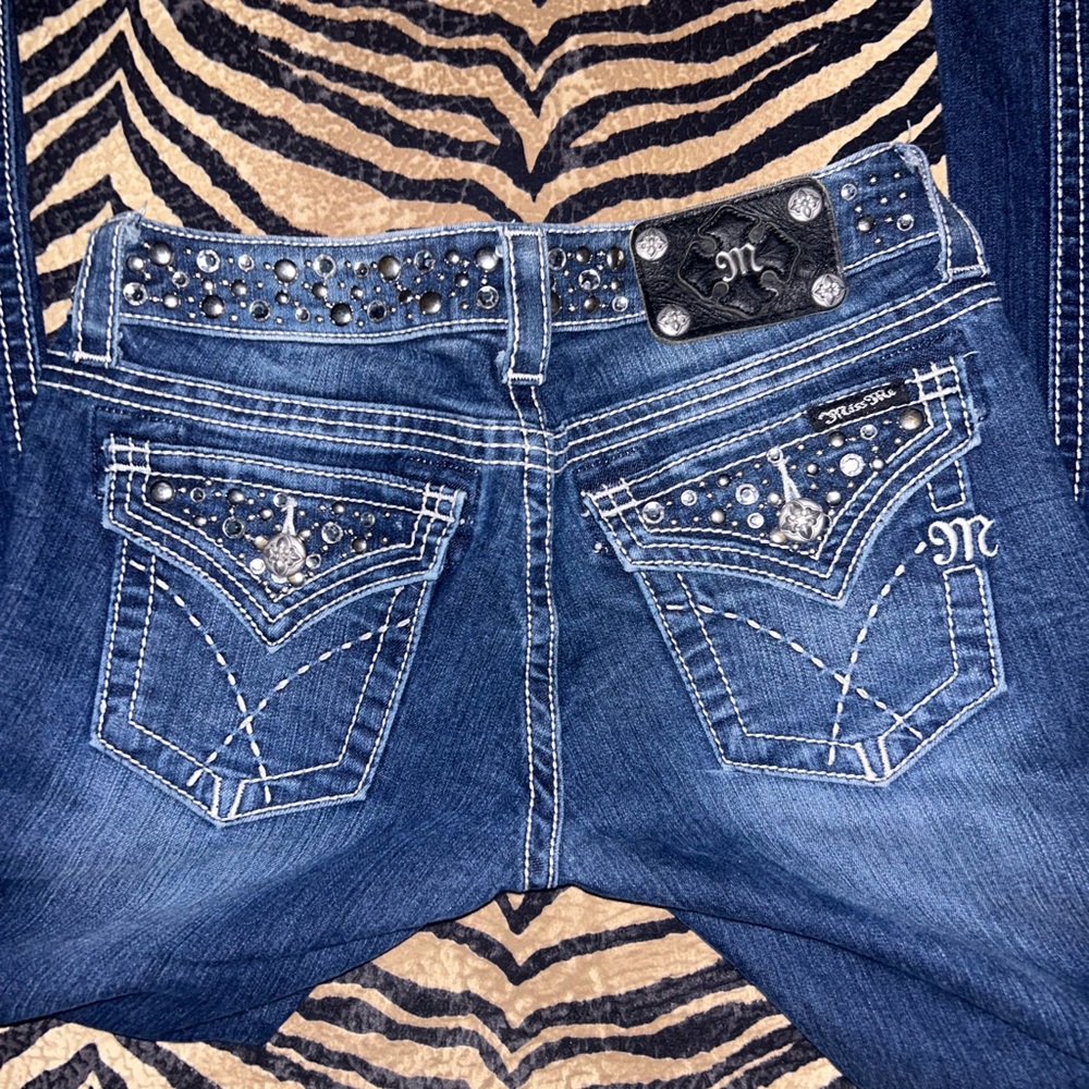 Miss Me Dark Blue Studded Women's Overalls